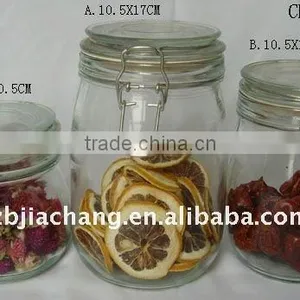 Clear Glass Food Storage Bottle With Metal Clip thumbnail-1