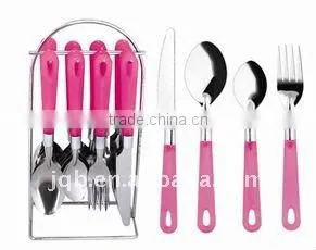 Stainless Steel Cutlery Set With Frosted Plastic Handle thumbnail-1