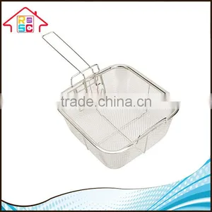 NBRSC Stainless Steel Deep Fry Basket Strainer Square Copper Chef Pan for Frying Cooking thumbnail-1