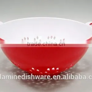 Red Melamine Kitchenware/fruit Vegetable Colander With Two Handle thumbnail-3