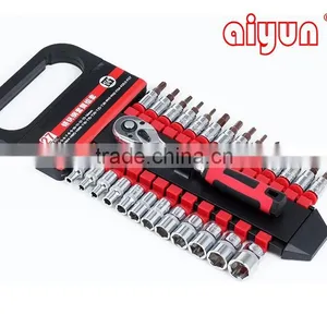 27pcs 19pcs 12pcs Socket Wrench Set Ratchet Wrench Socket Set 1/2 3/8 1/4 Driver Set thumbnail-1
