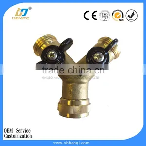 Brass 2 Way Splitter Garden Hose Connector thumbnail-1