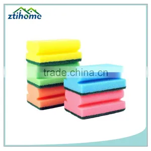 Comfortable Hand Holding Grooved Shape Utility Cleaning Sponge With Scouring Pad thumbnail-1