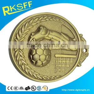 Gold Medal Football Match Medal With Ribbon thumbnail-1