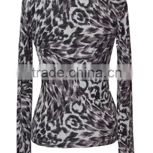 Trendy Animal Printed Tops Dark Color PrintedNew Design O Neck Long Sleeve T-shirt Custom thumbnail-2