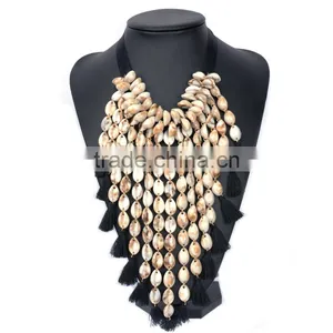 2016 Europe and the United States the New Multilayer Shell Long Tassels Woven Necklace to Sweater Chain Jewelry thumbnail-1