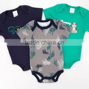 2017 Cheap Good Quality Baby Clothes Colorful Summer 100%Cotton Short Sleeves With Printing Newborn Infant Baby Bodysuits thumbnail-1