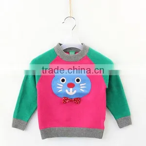 Cartoon Style Baby Knitting Sweater Raglan Sleeve Contrast Color Pullover thumbnail-2