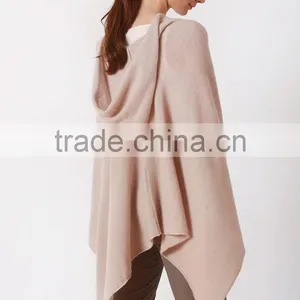Pink Hooded Cashmere Knitted Shawl Poncho 2016 thumbnail-3