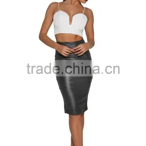 Wholesale PU Leather Pencil Skirt Fashion Leather Skirt Women thumbnail-2