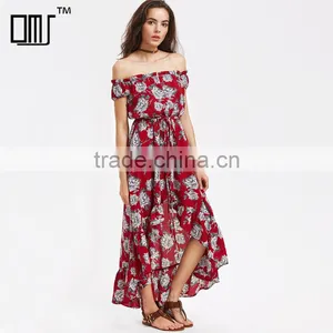 Scarlet 2017 Irregular Hem and Off-shoulder Chiffon Ladies Long Dress thumbnail-1
