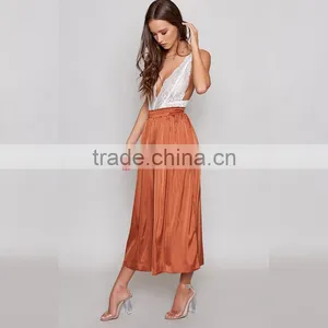 Newest Spring Summer Satin Wide Leg Floaty Pants for Women thumbnail-3