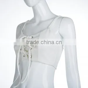 Latest Design Girls Top Polyester Crop Top and Lace Up Sleeveless Nightclub Top thumbnail-3