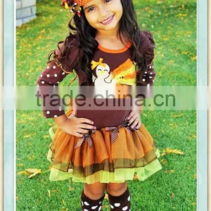 Custom Polka Dot Turkey Tutu Dress Turkey Fall Thanksgiving Boutique Outfit Brown Polka Dot Ruffle Socks Stockings Baby Girl Set thumbnail-1