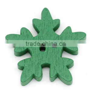 Top Quality 25mmx24mm Christmas Snowflake Two Holes Wood Button in Bulk thumbnail-1