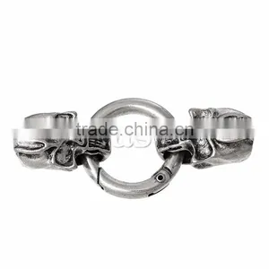 Handmade Hook Clasps For Leather Bracelet Skull Halloween Antique Silver 5.5cm x 25.0mm2 Sets thumbnail-1