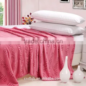 China Wholesale 100 Polyester Letter Printed Pink Sherpa Blanket Throw Blanket thumbnail-2