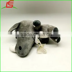 Custom Stuffing Plush Cute Rhinoceros Baby Pacifier Clip thumbnail-4