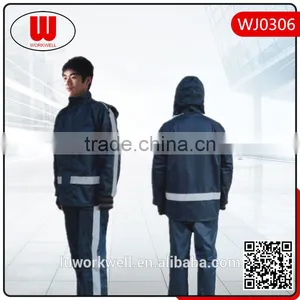 Reflective PVC Navy Rain Jacket Trousers Suit thumbnail-1