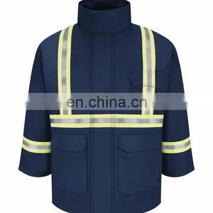 Red 100%cotton 3m Reflective Winter Safety Reflective Jacket for Electrician thumbnail-3