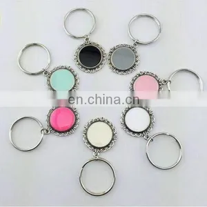 Enamel Disc Keychain for Monogram Antique Silver With Rhodium Disc Keychain thumbnail-1