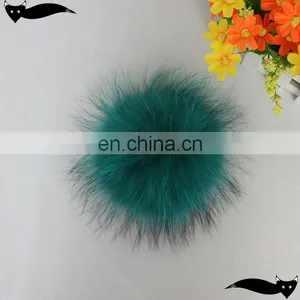 Genuine Pagoda Blue 13cm Raccoon Fur Pom Pom thumbnail-1