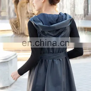 Ladies Black Genuine Leather Waistcoat With Zipper and Waistbang thumbnail-1