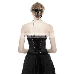 Gothic Adjustable Flower Printed Overbust Corset thumbnail-3