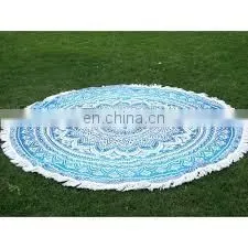 New Large Round Beach Towels With Tassel 72" Indian Bohemian Hippie Mandala Roundie Tapestry thumbnail-1