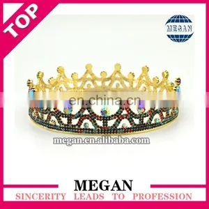 Round Full Jewelry Rhinestone Hair Crowm Wedding Cake Topper Bride Tiara Wholesale thumbnail-1