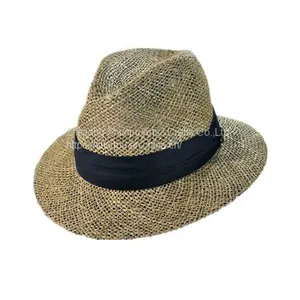Natural Mens Straw Fedora Seagrass Hat thumbnail-1