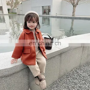 2344 Baby Girls Boutique Clothing Winter Turndown Collar Woolen Coat thumbnail-4