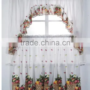 HOT SELLING FASHION STYLE CHEAP PRICE FACTROY MICROFIBER PRINTING KITCHEN CURTAIN SET thumbnail-2