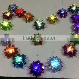 New Design! Green Printing Snowflake Christmas Gift Ribbon LED Star Bow/mesh Ribbon Star Bow thumbnail-4