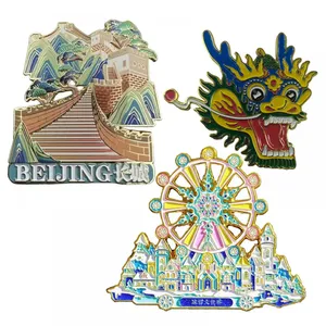 Custom Combination of Metal Refrigerator Stickers and Cultural and Creative Cartoon Character Ornaments DIY Flowing Sand City Scenic Area 3D Custom thumbnail-1