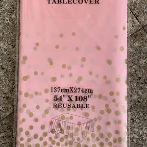Custom Rose Gold Dot Tablecloths - Disposable & Waterproof for Baby Showers & Weddings thumbnail-5