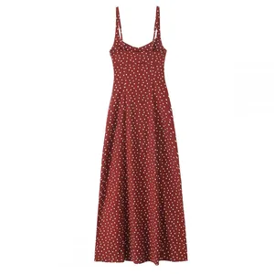 Women's Fashion Slim-Fit Blended Polka Dot Midi Dress thumbnail-3