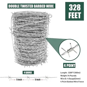 Galvanized Woven Barbed Wire Fence Stainless Steel Barbed Wire thumbnail-3