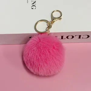 Solid Color Fluffy Ball Bag Charm thumbnail-1