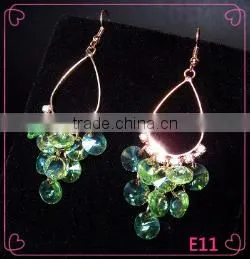 China Wholesale Fashion Jewelry Light Green Beads Tassel Drop Earrings thumbnail-1