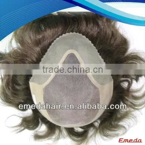Wholesale High Quality Virgin Human Hair Men's Toupee thumbnail-1