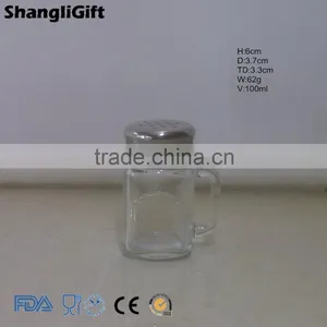 Clear Glass Jar With Lid and Handle Spice Jar Pepper Bottle With Shaker thumbnail-1