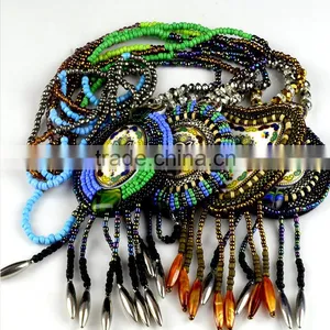 Unique Bohemian Tibetan Native Colourful Stones and Beads Necklace Pendant Applique China thumbnail-3