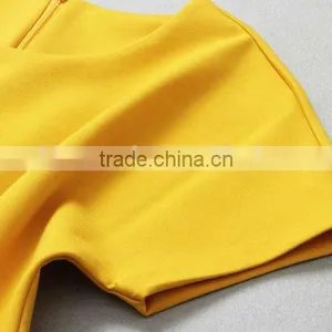 Hot Selling Fashion Causal Yellow Dress With Belt for Ladies thumbnail-2