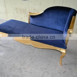 Royalblue Velvet Gold Frame Lounge Chaise XY2869A thumbnail-2