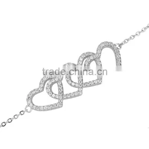 CYW New Products Heart Cordiform Pure 925 Sterling Silver Bracelet for Young Ladies thumbnail-3