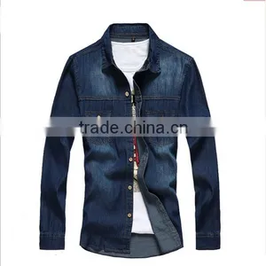OEM Denim Shirt Dress Men Cheap Jean Shirt Wholesale thumbnail-5