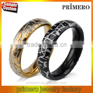 New Arrivals 2016 Stainless Steel Men's Rings Fancy Crack Pattern Designs Gold Silver Jewelry Wholesale thumbnail-1