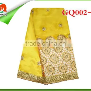 Hot Sale African George Fabric, New African Raw Silk George Lace Embroidery Fabric for Nigeria Wedding Dress GQ002-1 thumbnail-1