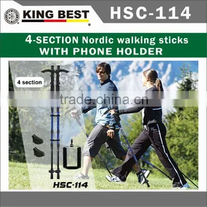 KINGBEST 2016 Carbon Trekking Pole 4-SECTION Nordic Walking Sticks With Phone Holder With Compass Nordic Walking Stick thumbnail-2